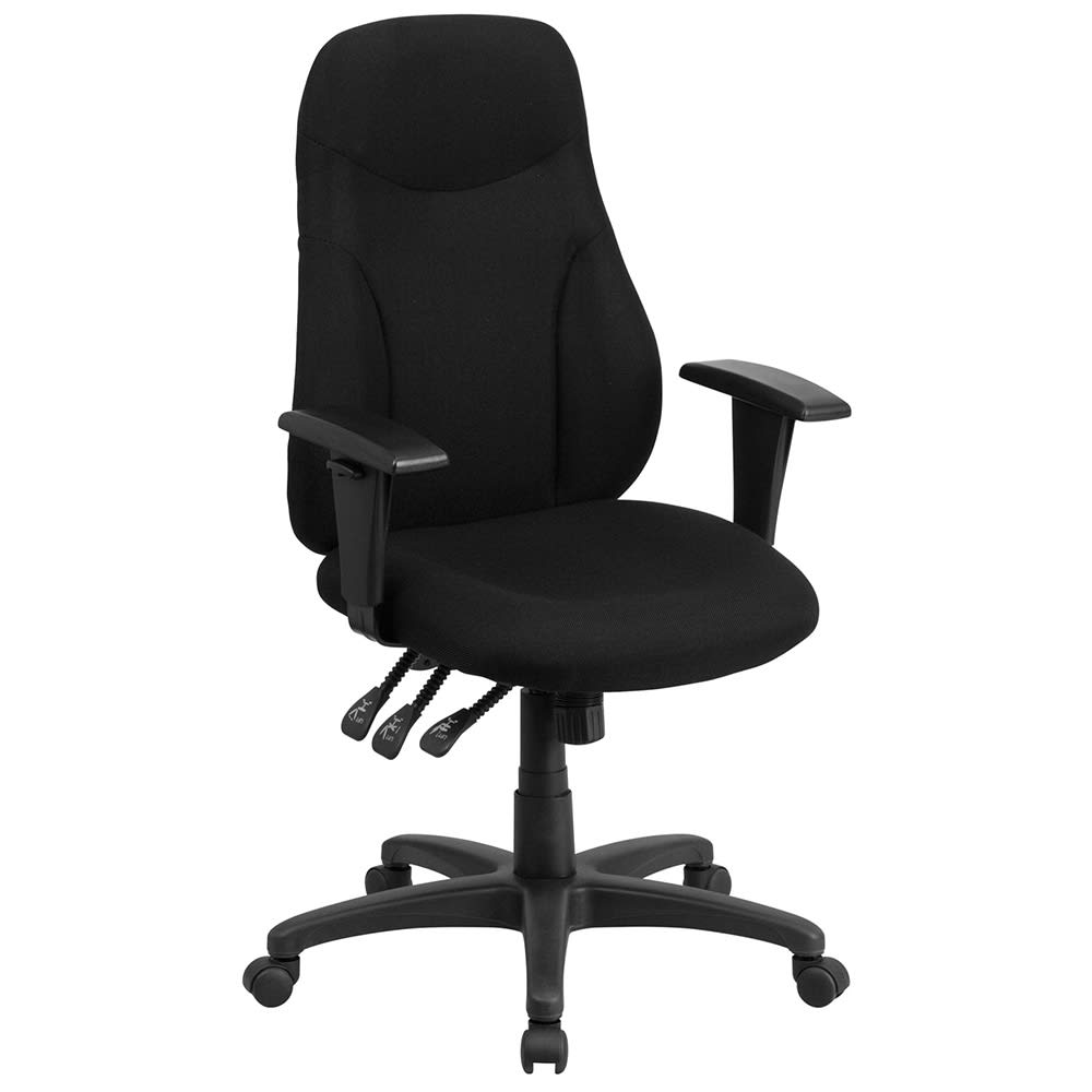 916-BT90297HA Swivel Office Chair w/ High Back - Black Polyester Upholstery