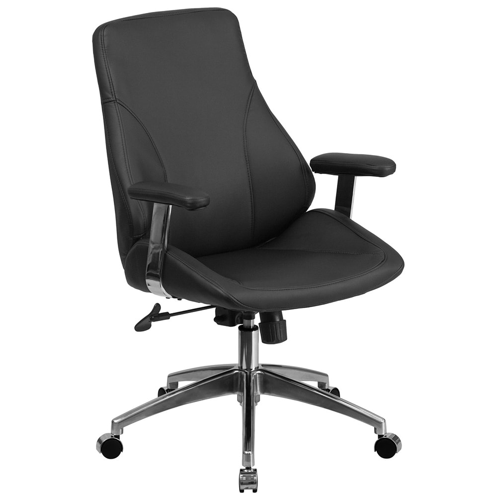 916-BT90068M Swivel Office Chair w/ Mid Back - Black LeatherSoft Upholstery