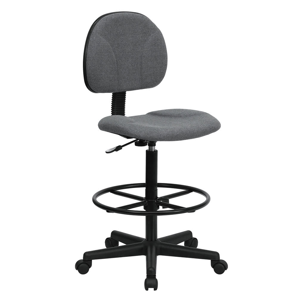 916-BT659GRY Swivel Drafting Stool w/ Low Back - Gray Polyester Upholstery