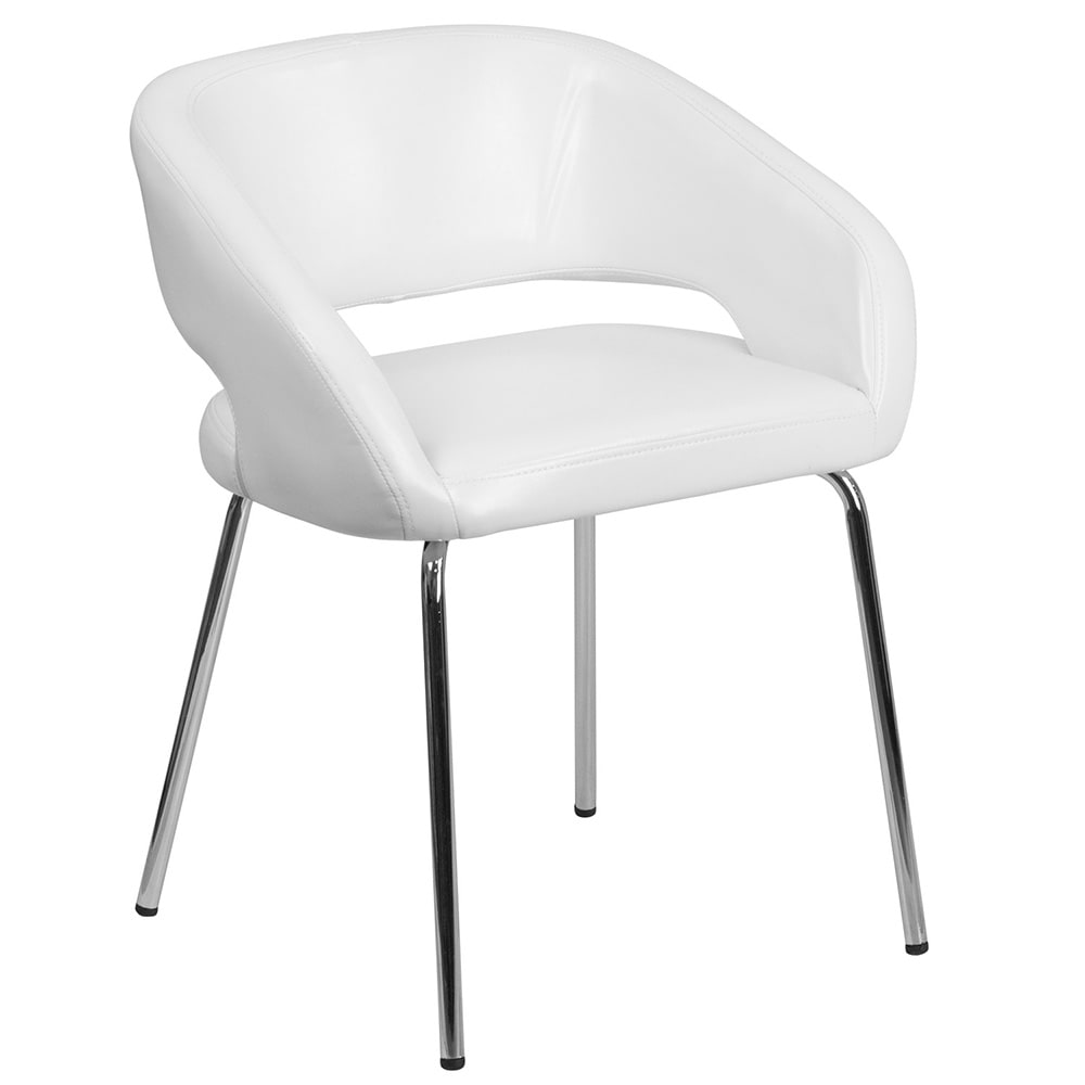 916-CH162731WH Reception Chair w/ White LeatherSoft Upholstery - Chrome Legs