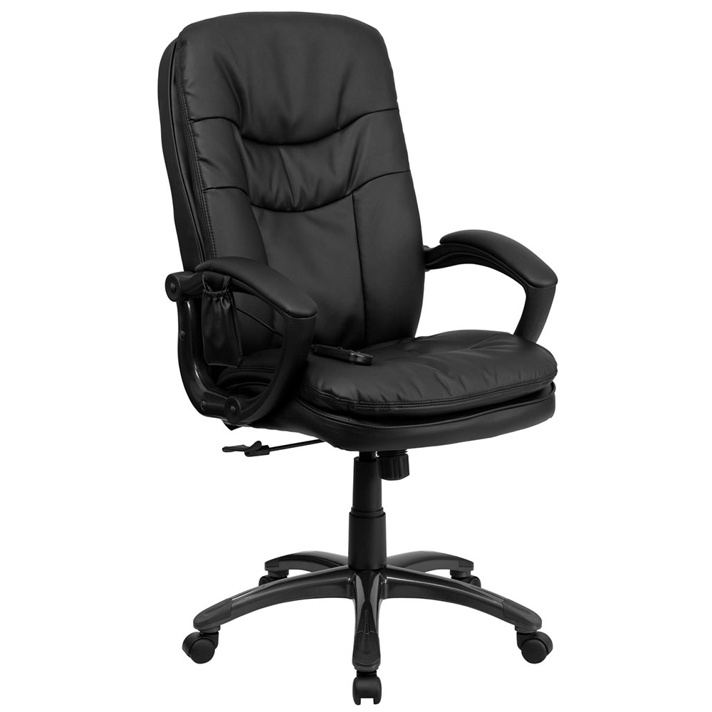 916-BT9585P Swivel Office Chair w/ High Back - Black LeatherSoft Upholstery