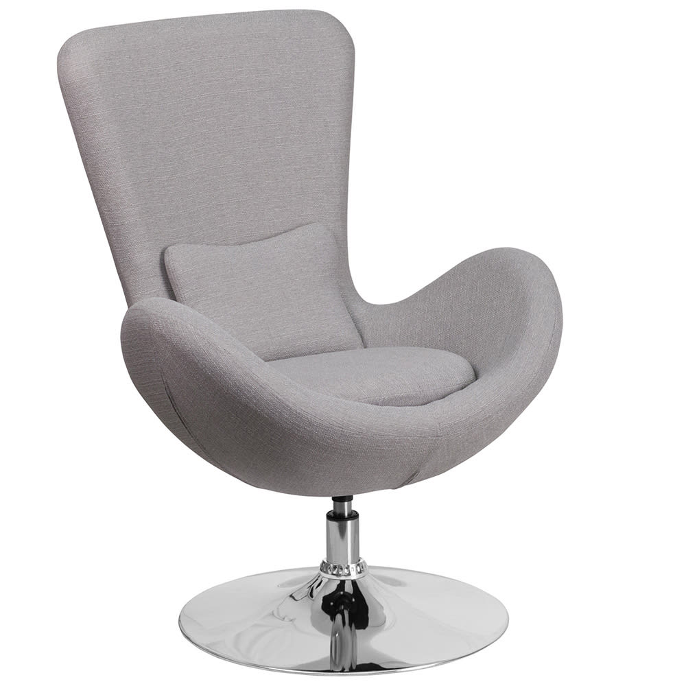 916-CH162430LTGYFAB Swivel Reception Arm Chair - Light Gray Fabric Upholstery
