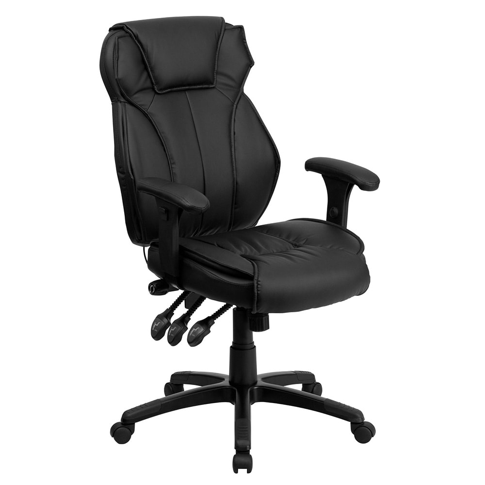 916-BT9835H Swivel Office Chair w/ High Back - Black LeatherSoft Upholstery