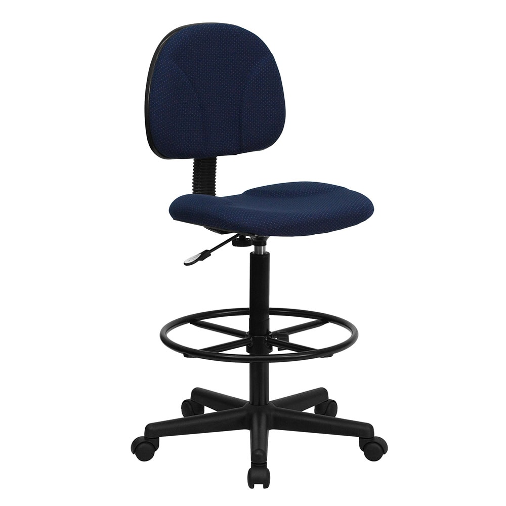 916-BT659NVY Swivel Drafting Stool w/ Low Back - Navy Blue Polyester Upholstery