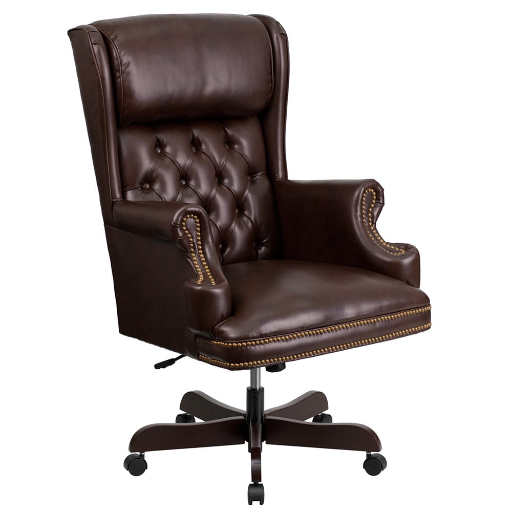 916-CIJ600BRN Swivel Office Chair w/ High Back - Brown LeatherSoft Upholstery