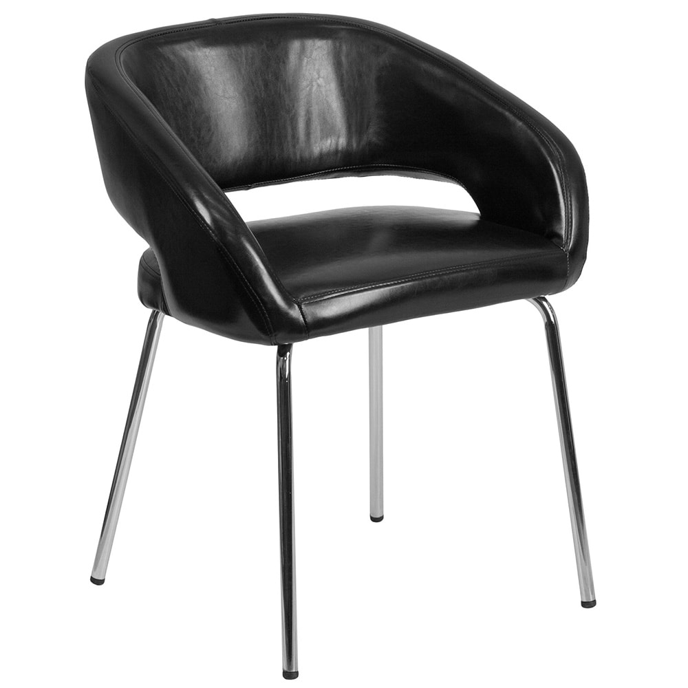 916-CH162731BK Reception Chair w/ Black LeatherSoft Upholstery - Chrome Legs