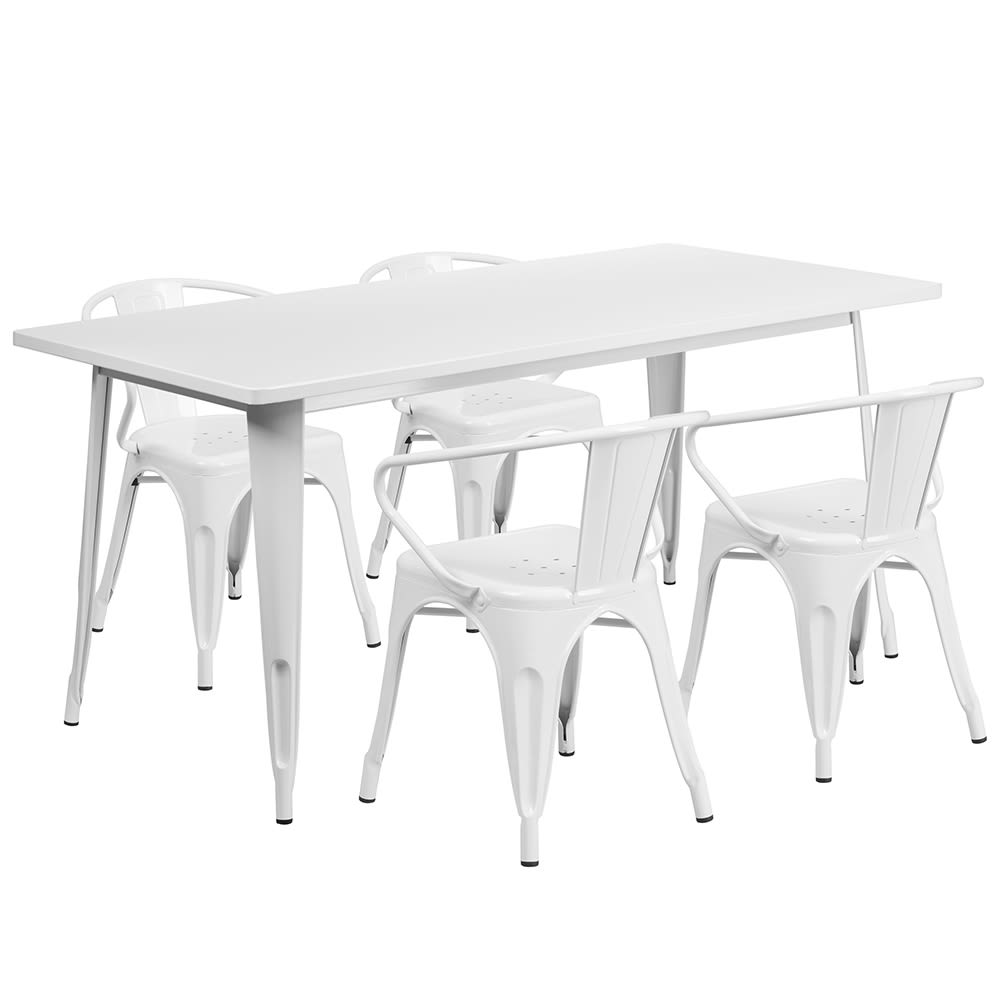 916-ETCT005470WH Rectangular Table & (4) Chair Set - 63"W x 31 1/2"D x 29 1/2"...