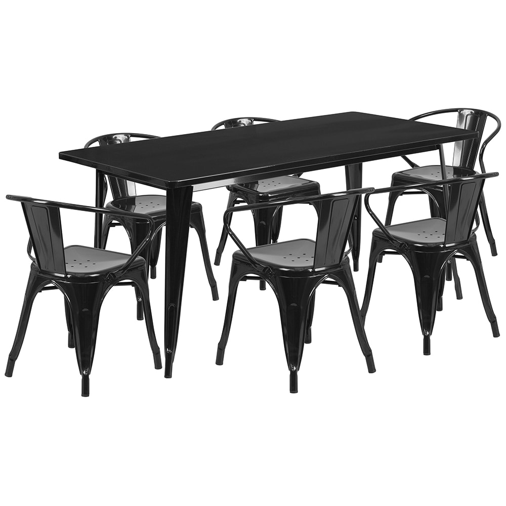 916-ETCT005670BK Rectangular Table & (6) Chair Set - 63"W x 31 1/2"D x 29 1/2"...