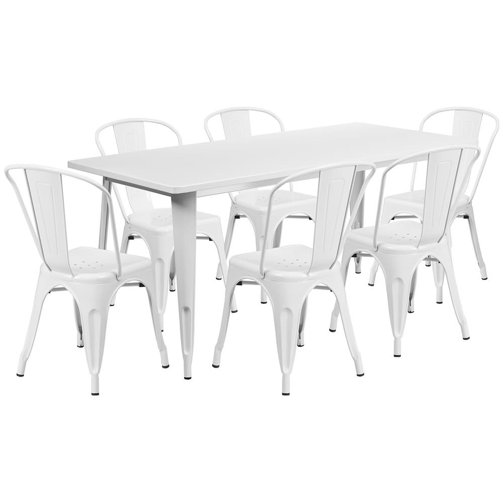916-ETCT005630WH Rectangular Table & (6) Chair Set - 63"W x 31 1/2"D x 29 1/2"...