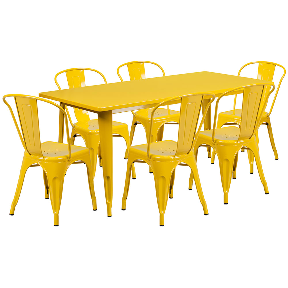 916-ETCT005630YL Rectangular Table & (6) Chair Set - 63"W x 31 1/2"D x 29 1/2"...