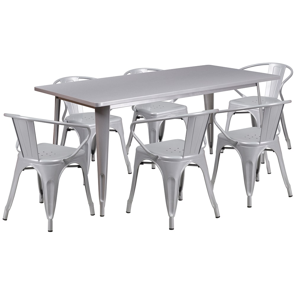 916-ETCT005670SIL Rectangular Table & (6) Chair Set - 63"W x 31 1/2"D x 29 1/2&quot...