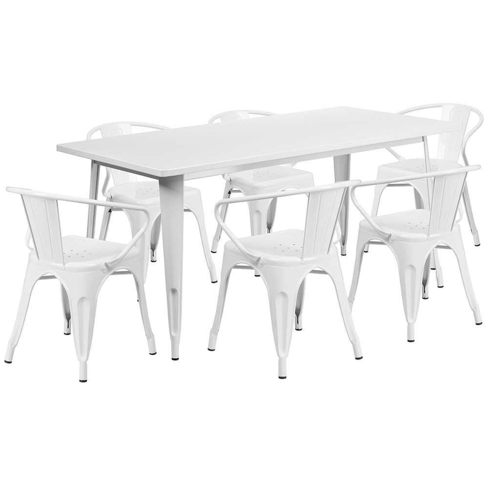 916-ETCT005670WH Rectangular Table & (6) Chair Set - 63"W x 31 1/2"D x 29 1/2"...