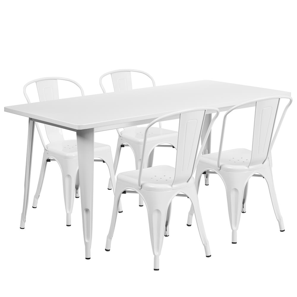 916-ETCT005430WH Rectangular Table & (4) Chair Set - 63"W x 31 1/2"D x 29 1/2"...