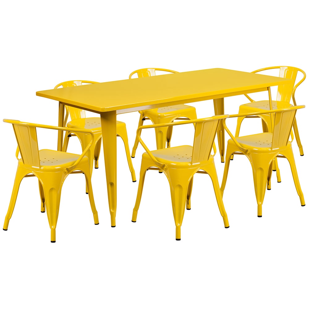 916-ETCT005670YL Rectangular Table & (6) Chair Set - 63"W x 31 1/2"D x 29 1/2"...