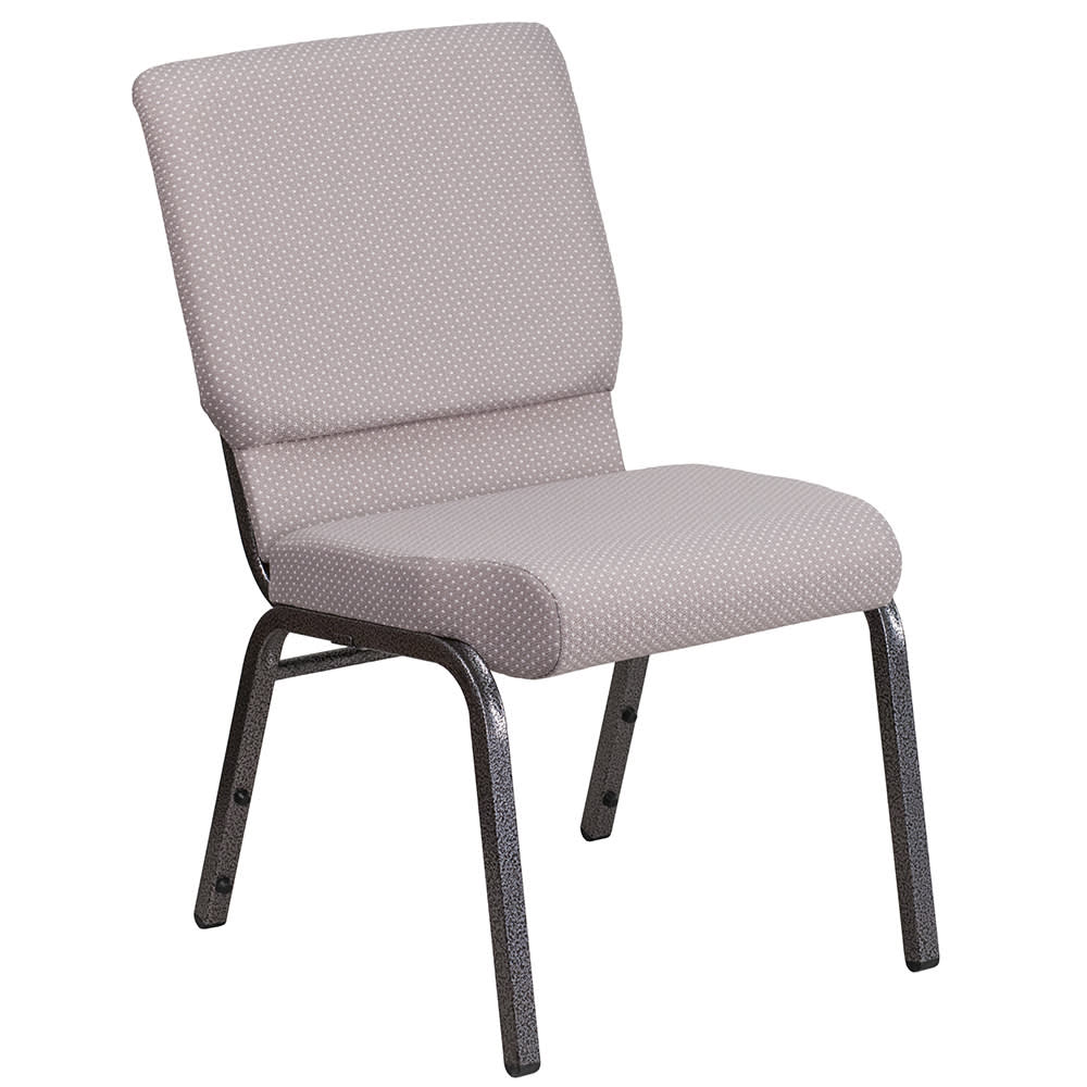 916-FC02185SVGYD Stacking Church Chair w/ Gray Dot Fabric Back & Seat - Steel Frame, Silver V...
