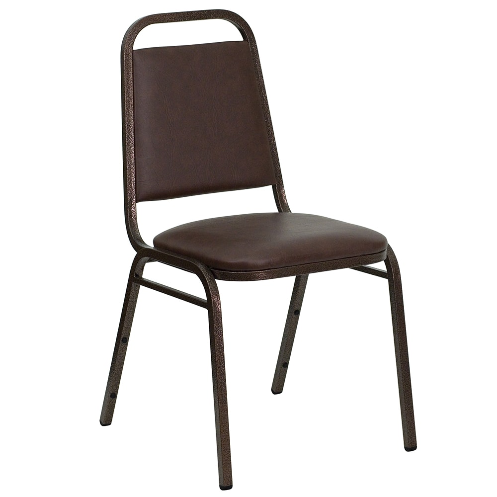 Flash Furniture FD-BHF-2-BN-GG Stacking Banquet Chair w/ Brown Vinyl Back & Seat - Steel Frame, Copper Vein