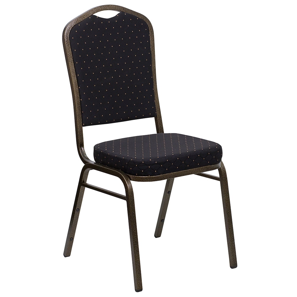 916-FDC01GVS0806 Stacking Banquet Chair w/ Black Patterned Fabric Back & Seat - Steel Frame,...