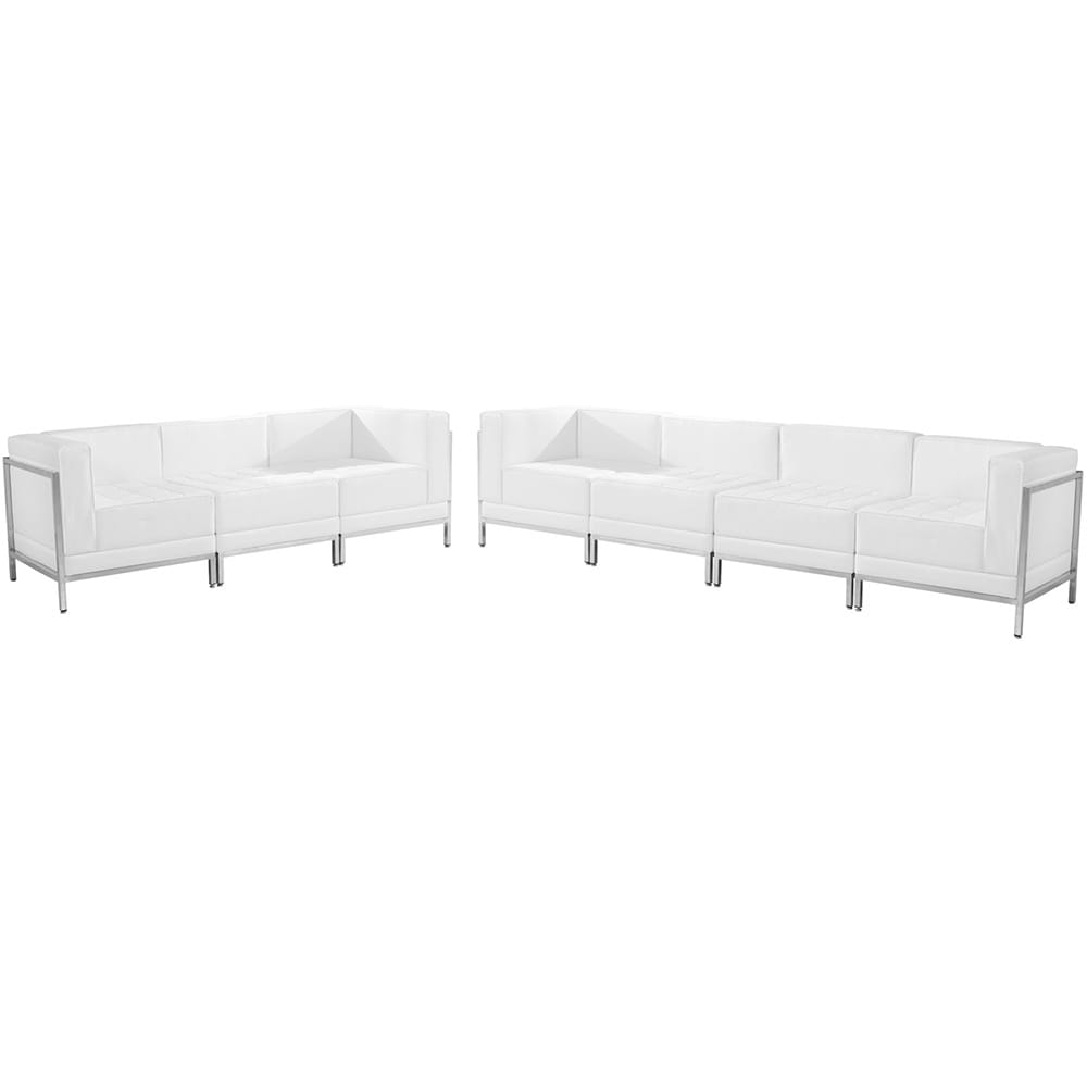 916-IMASET17WH 5 Piece Sofa Set - White LeatherSoft Upholstery, Stainless Steel Legs