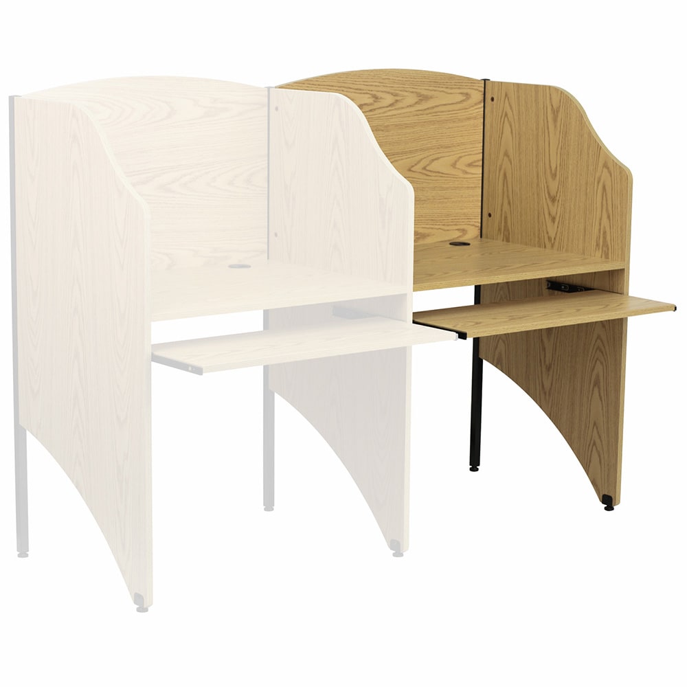 916-MTM6202OAKADD Add On Starter Study Carrel w / Pull Out Keyboard Tray - Oak Laminate Surface