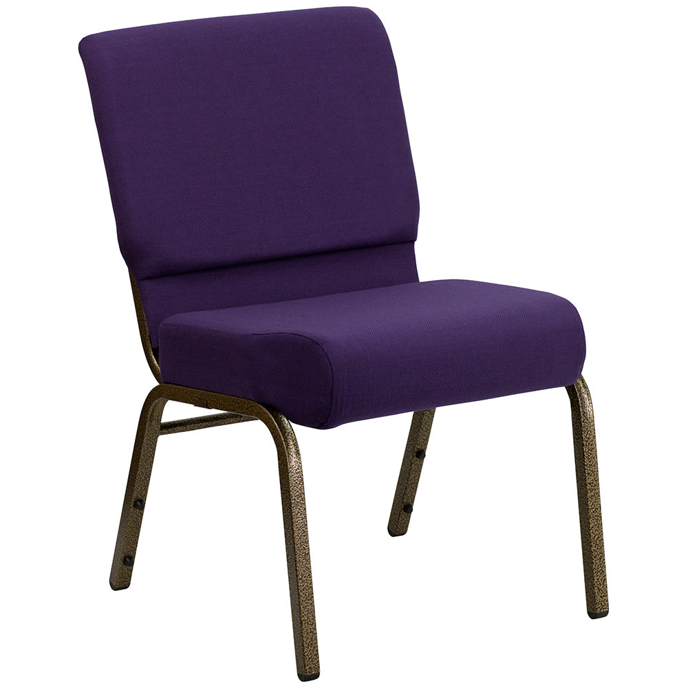 916-FC02214GVROY Extra Wide Stacking Church Chair w/ Royal Purple Fabric Back & Seat - Steel...