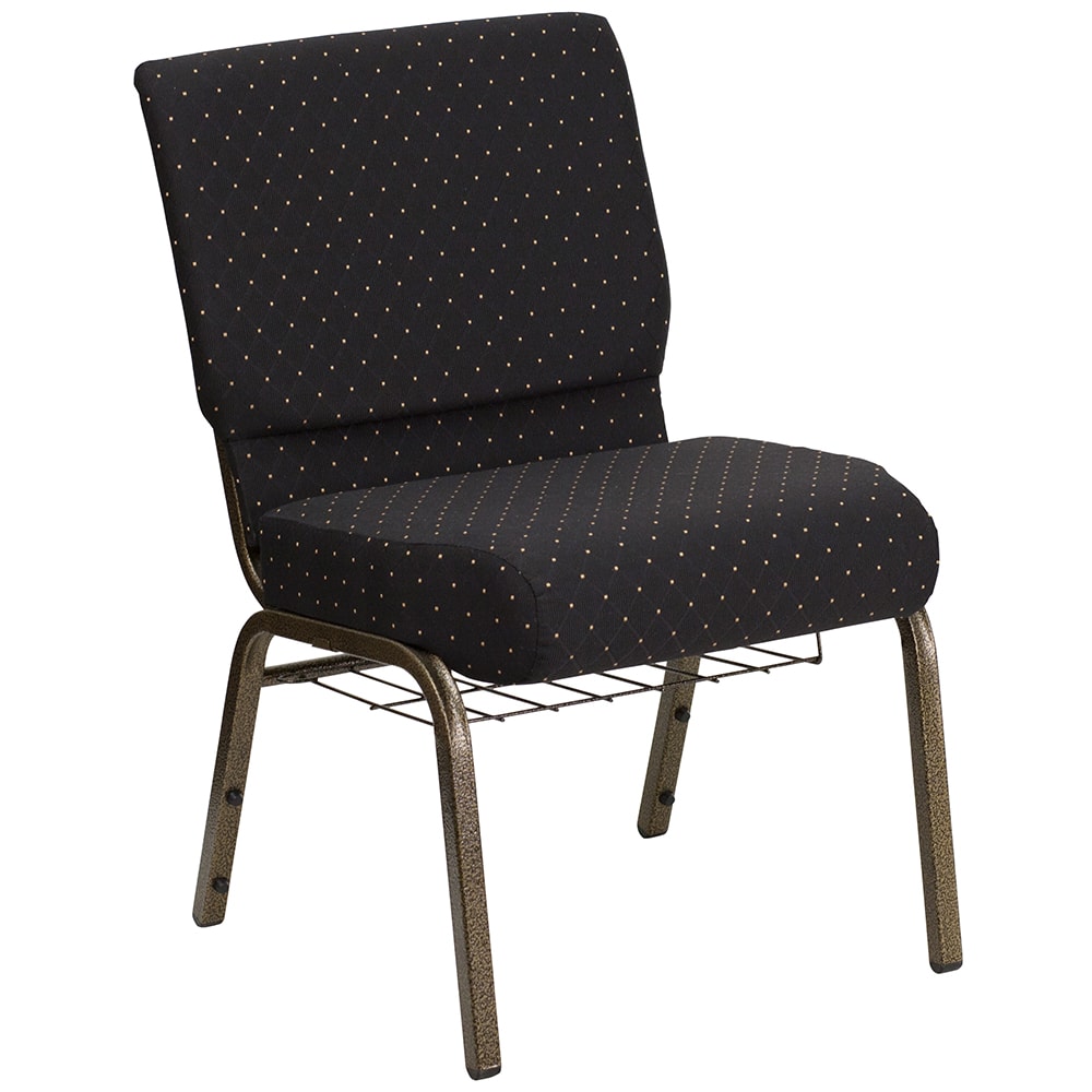 916-FC02214GVS0806B Extra Wide Stacking Church Chair w/ Black Dot Fabric Back & Seat - Steel...