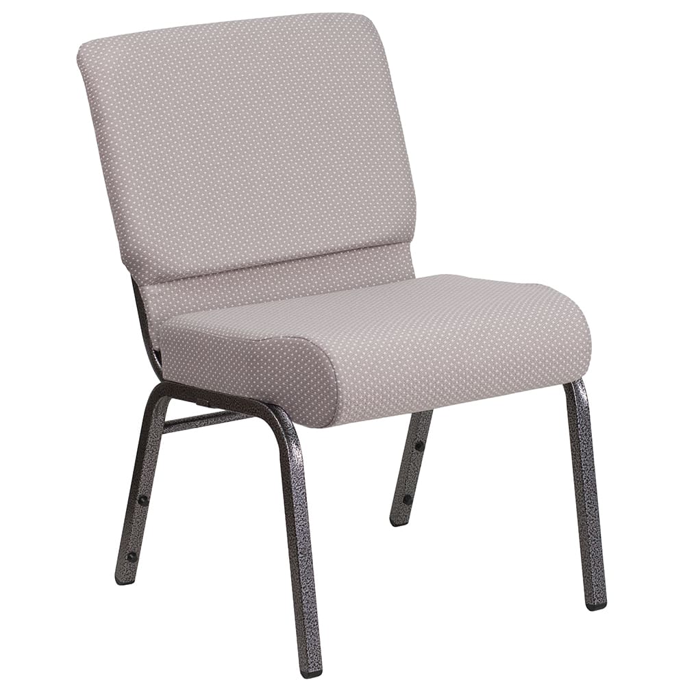 916-FC02214SVGYD Extra Wide Stacking Church Chair w/ Gray Dot Fabric Back & Seat - Steel Fram...