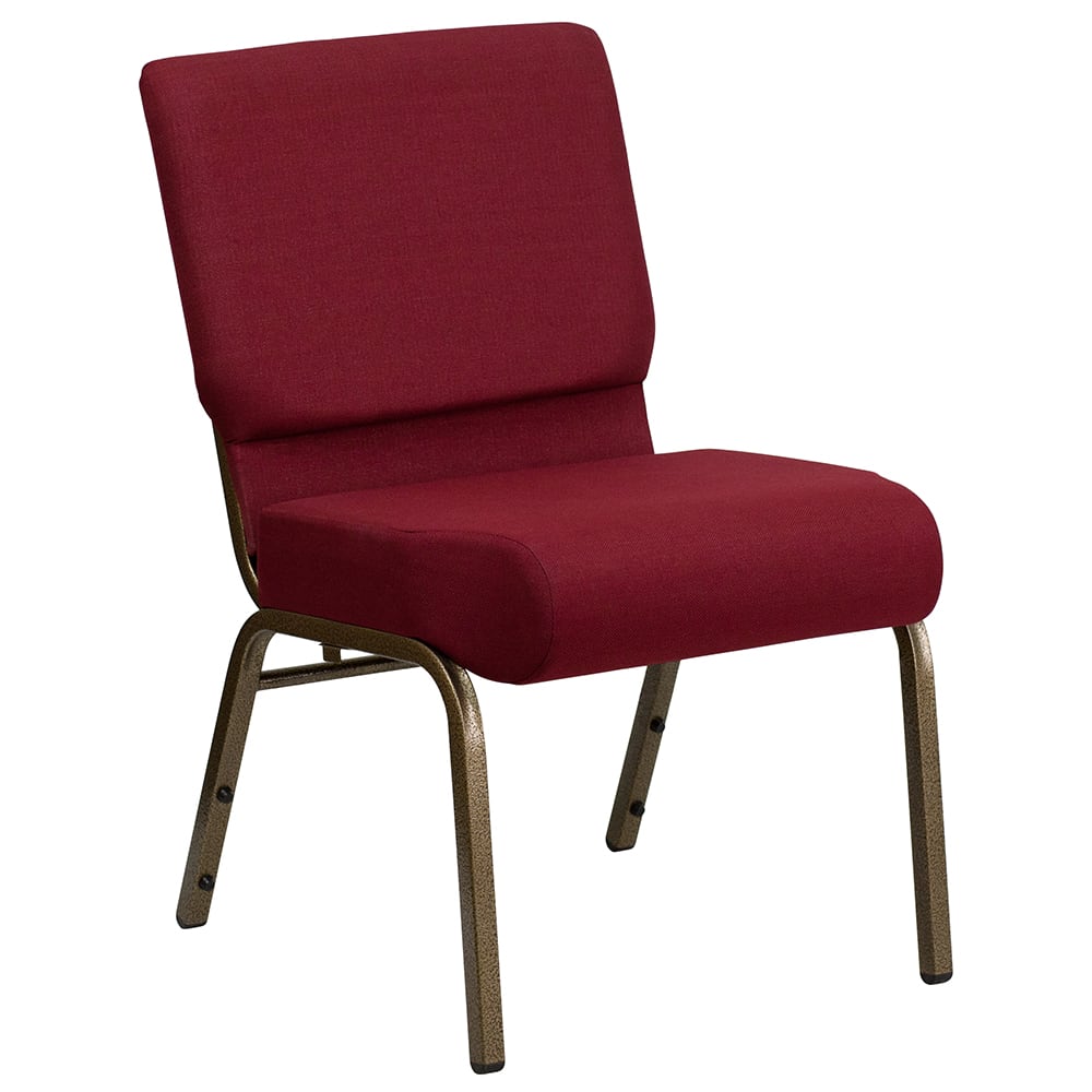 916-FDCH02214GV3169G Extra Wide Stacking Church Chair w/ Burgundy Fabric Back & Seat - Steel...