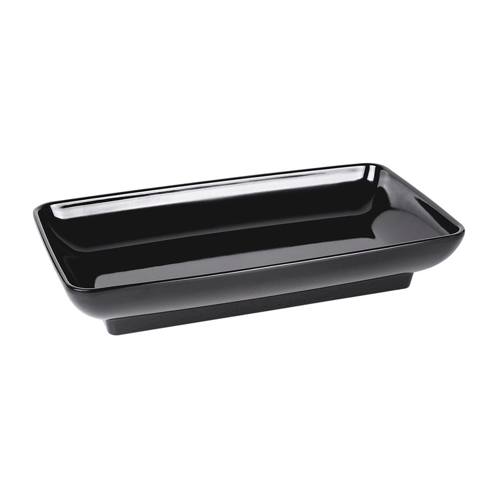 701-M85145B 14 1/2" x 8 1/2" Rectangular Pappasan Platter - Melamine, Black