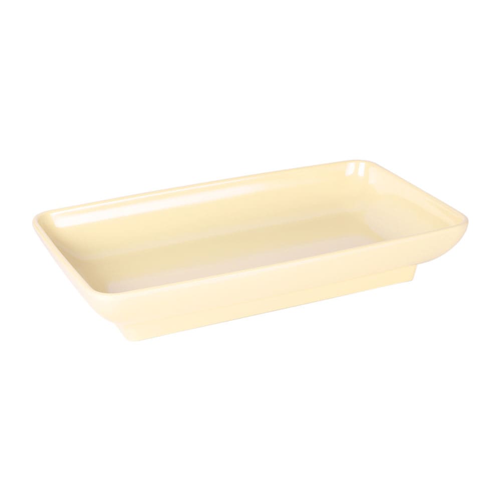 701-M85145BCY 14 1/2" x 8 1/2" Rectangular Pappasan Platter - Melamine, Banana Crepe