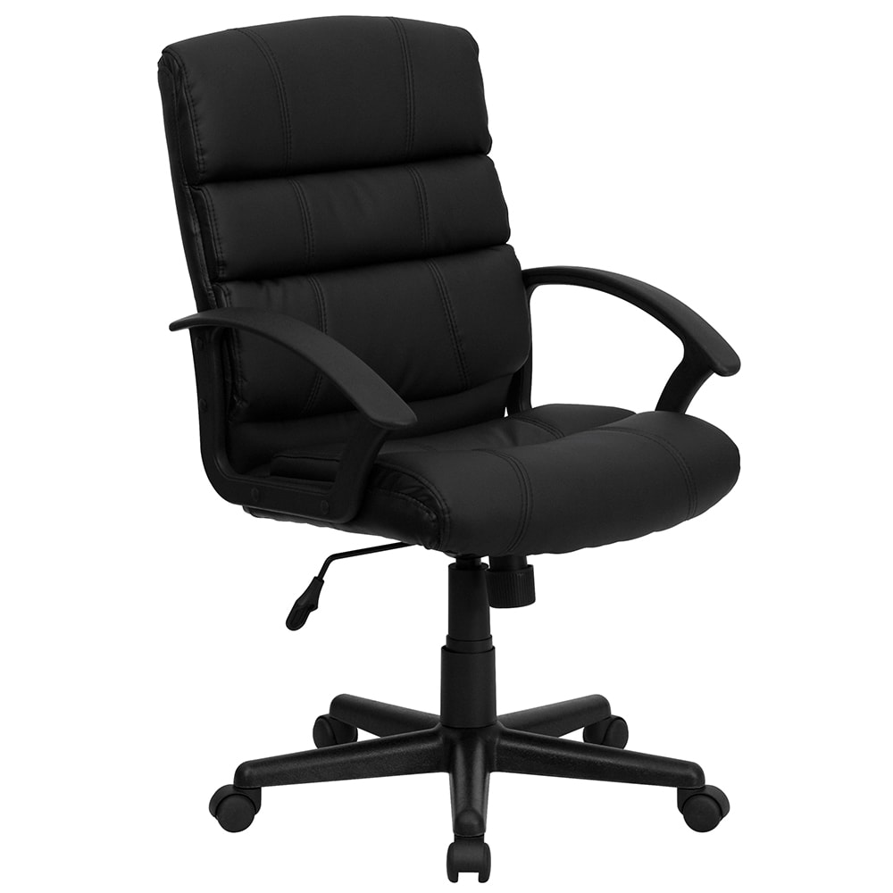 916-GO1004BKLEA Swivel Office Chair w/ Mid Back - Black LeatherSoft Upholstery