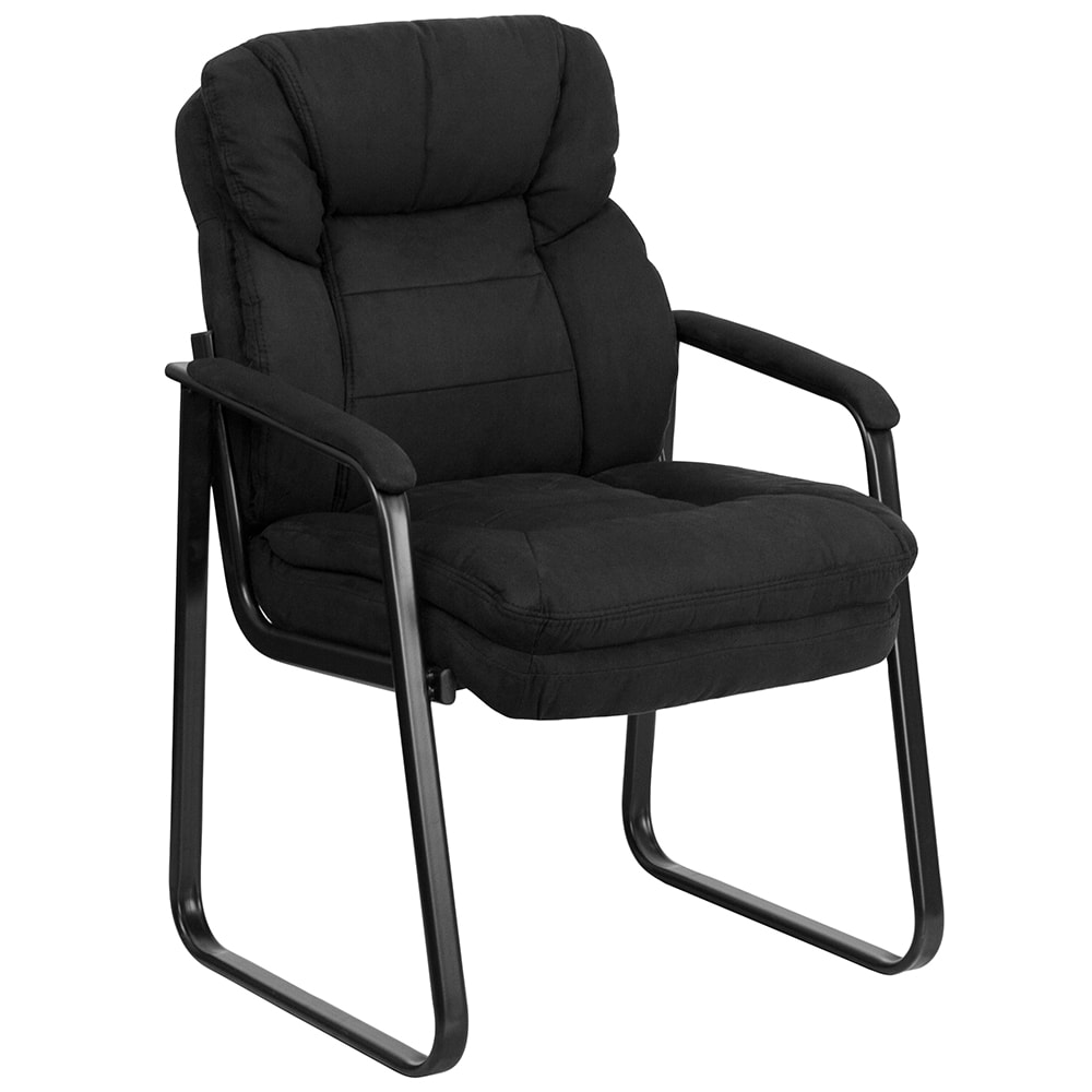 916-GO1156BK Side Chair - Black Microfiber Upholstery, Black Metal Frame