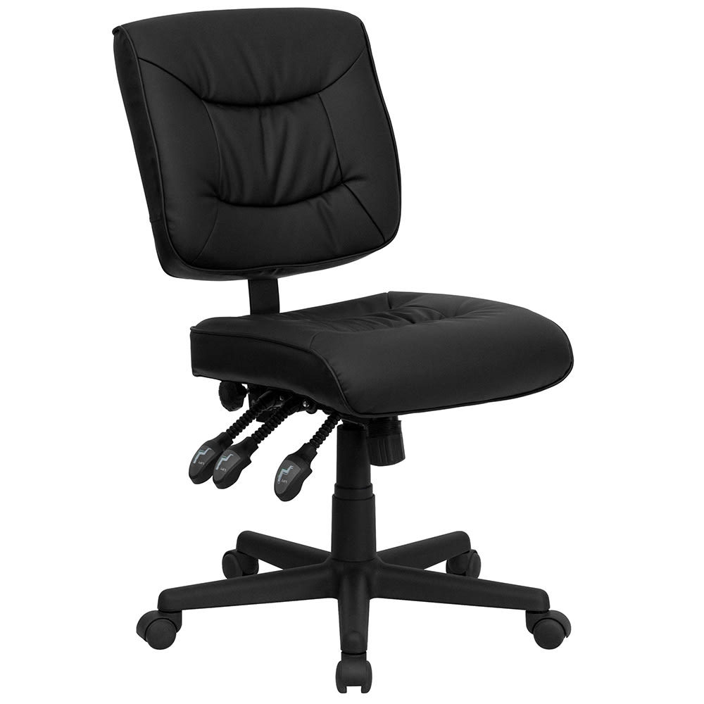 916-GO1574BK Swivel Office Chair w/ Mid Back - Black LeatherSoft Upholstery