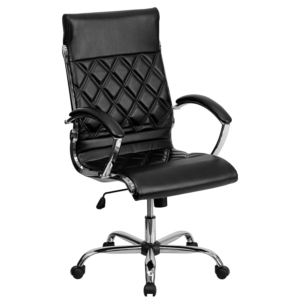Flash Furniture GO-1297H-HIGH-BK-GG Swivel Office Chair w/ High Back - Black LeatherSoft Upholstery