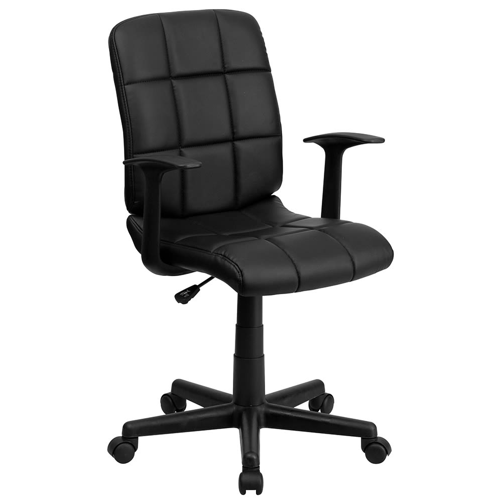 916-GO16911BKA Swivel Office Chair w/ Mid Back - Black Vinyl Upholstery