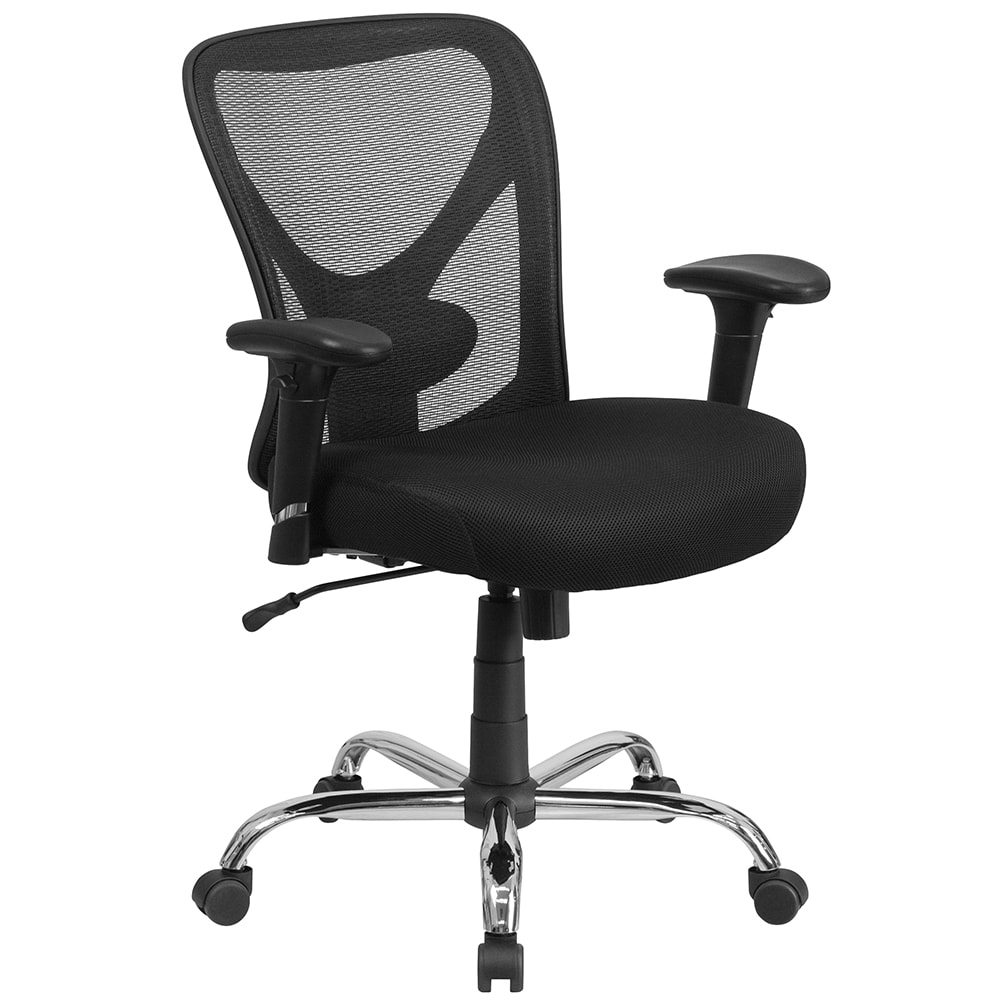 916-GO2032 Swivel Big & Tall Office Chair w/ Mid Back - Black Mesh Back & Seat