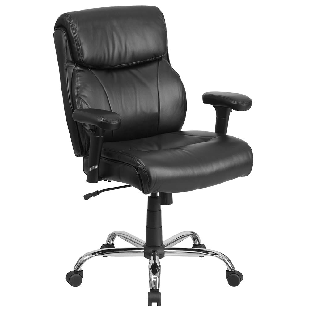916-GO2031LEA Swivel Big & Tall Office Chair w/ Mid Back - Black LeatherSoft Upholstery