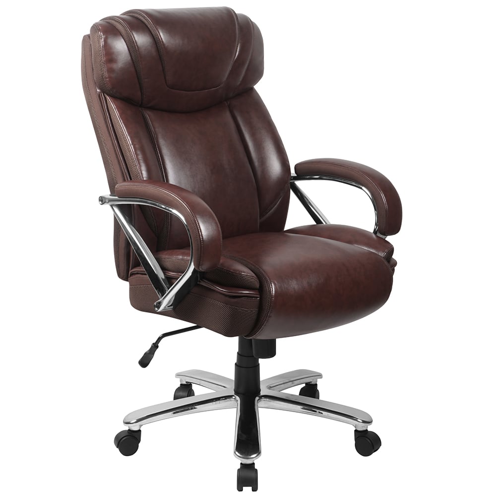 916-GO2092M1BN Swivel Big & Tall Office Chair w/ High Back - Brown LeatherSoft Upholstery