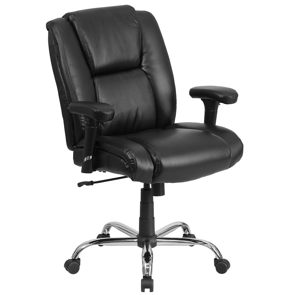916-GO2132LEA Swivel Big & Tall Office Chair w/ Mid Back - Black LeatherSoft Upholstery
