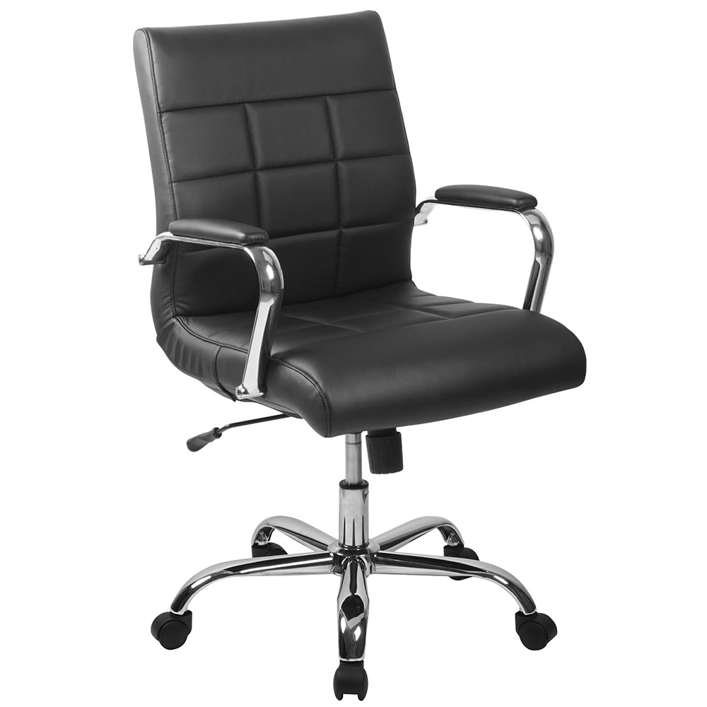 916-GO2240BK Swivel Office Chair w/ Mid Back - Black Vinyl Upholstery