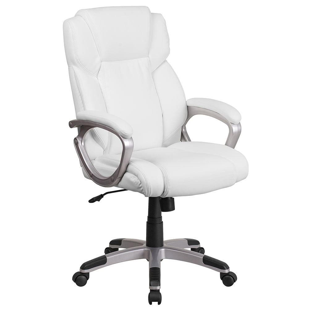 916-GO2236MWH Swivel Office Chair w/ Mid Back - White LeatherSoft Upholstery