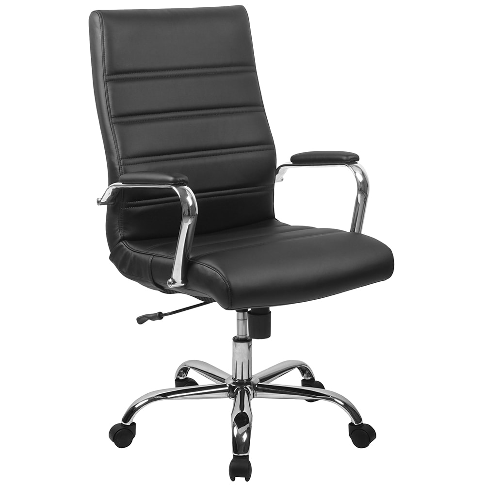 916-GO2286HBK Swivel Office Chair w/ High Back - Black LeatherSoft Upholstery