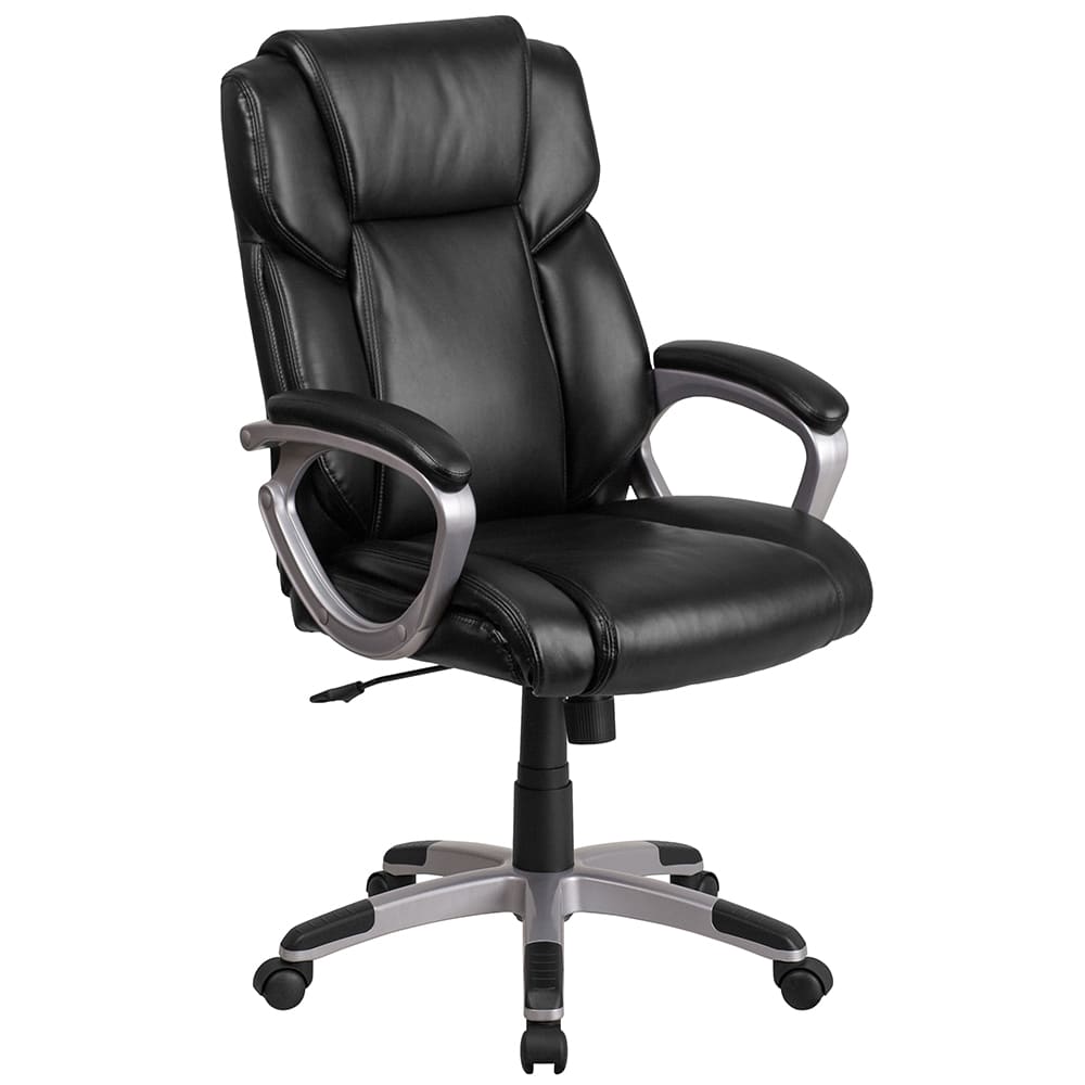 916-GO2236MBK Swivel Office Chair w/ Mid Back - Black LeatherSoft Upholstery
