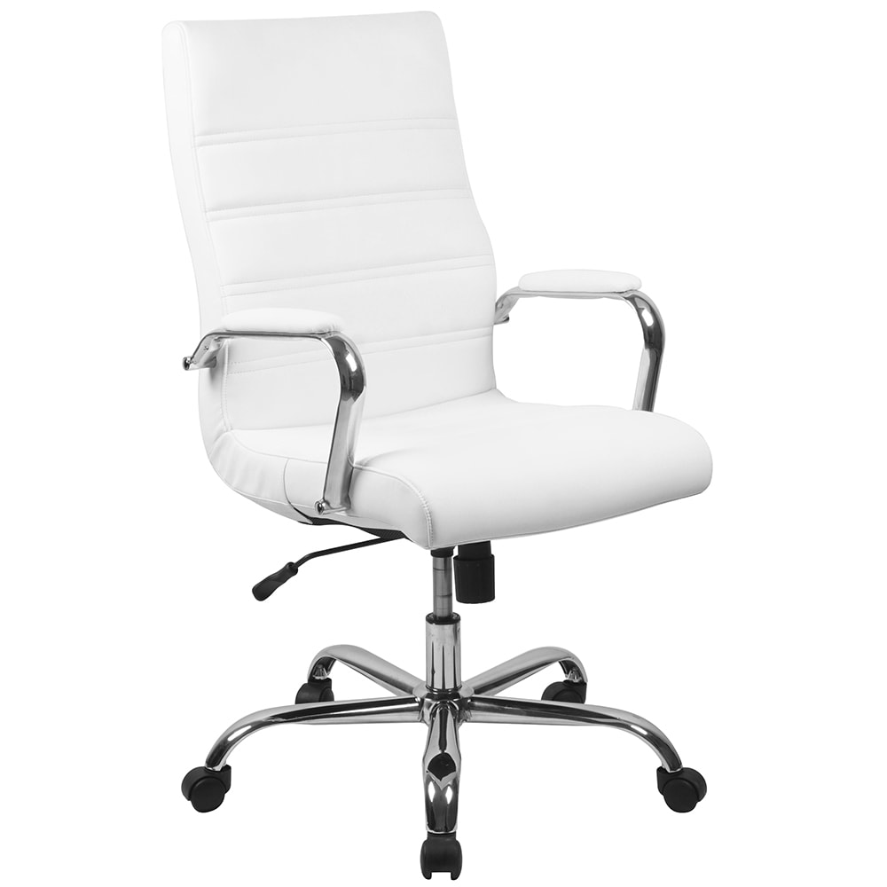 916-GO2286HWH Swivel Office Chair w/ High Back - White LeatherSoft Upholstery
