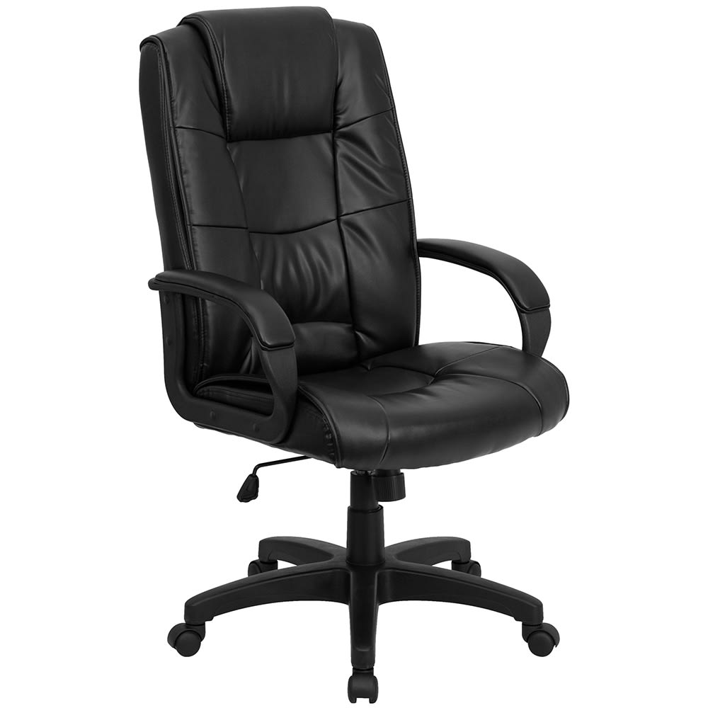 916-GO5301BBKLEA Swivel Office Chair w/ High Back - Black LeatherSoft Upholstery