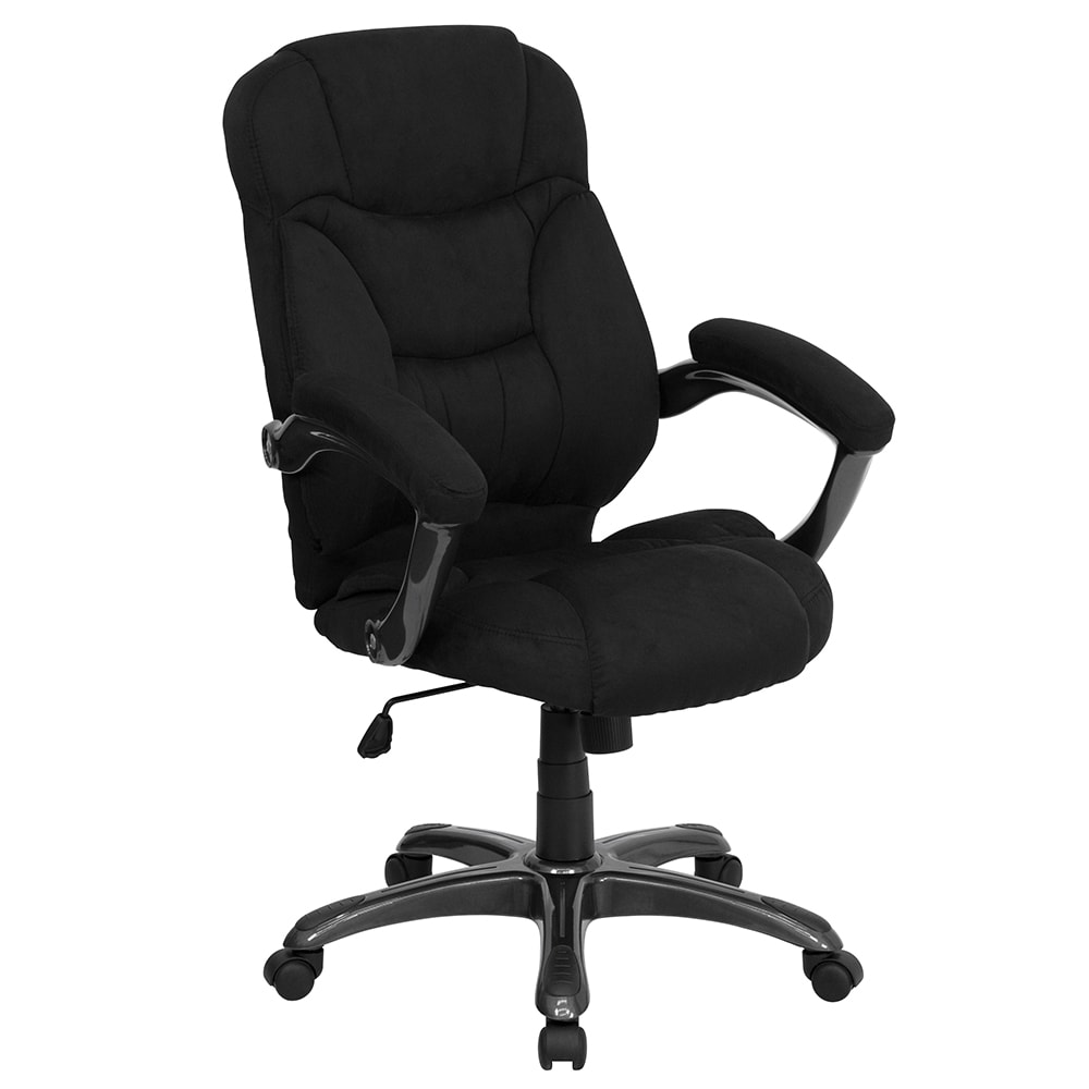 916-GO725BK Swivel Office Chair w/ High Back - Black Microfiber Upholstery
