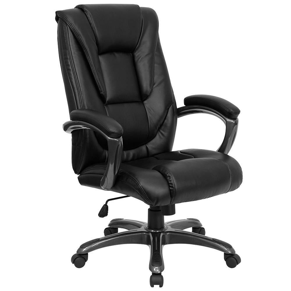 916-GO7194BBK Swivel Office Chair w/ High Back - Black LeatherSoft Upholstery