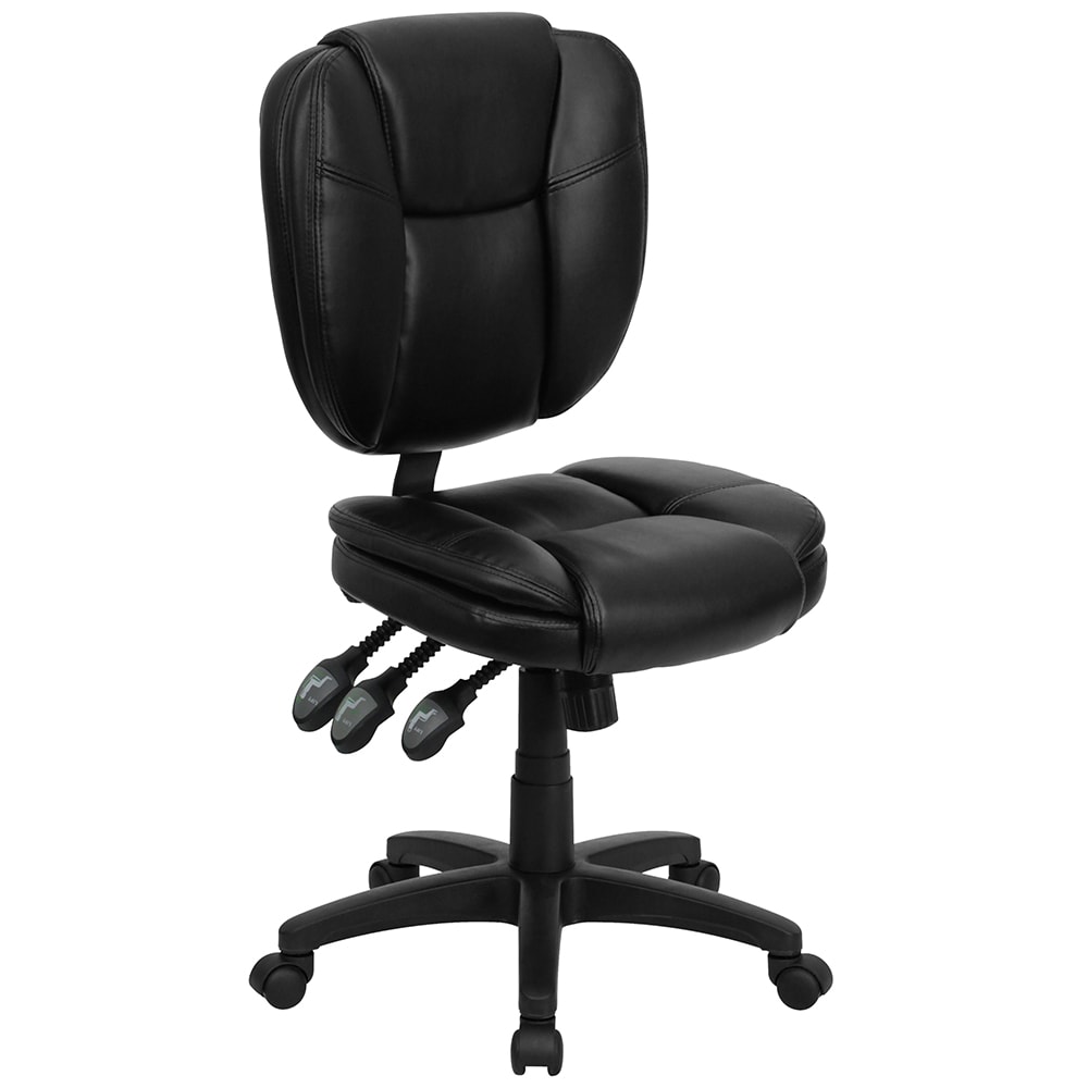 916-GO930FBKLEA Swivel Office Chair w/ Mid Back - Black LeatherSoft Upholstery