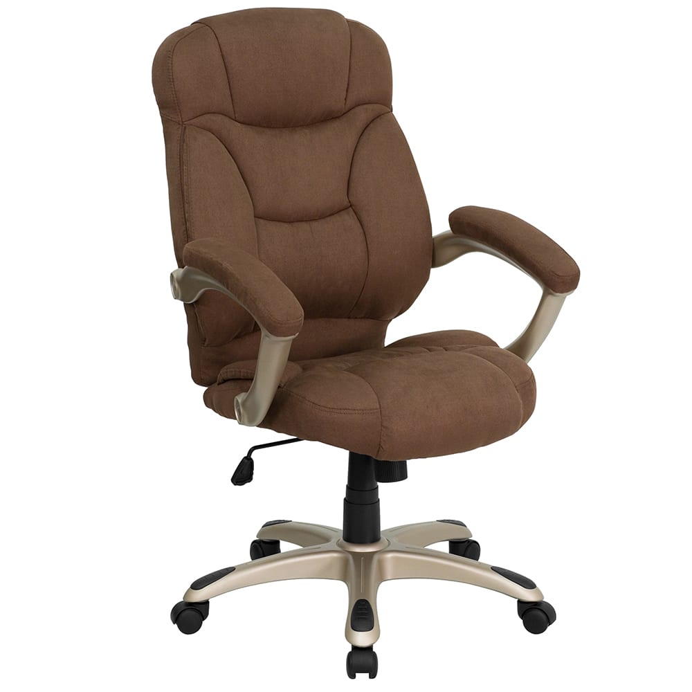 916-GO725BN Swivel Office Chair w/ High Back - Brown Microfiber Upholstery