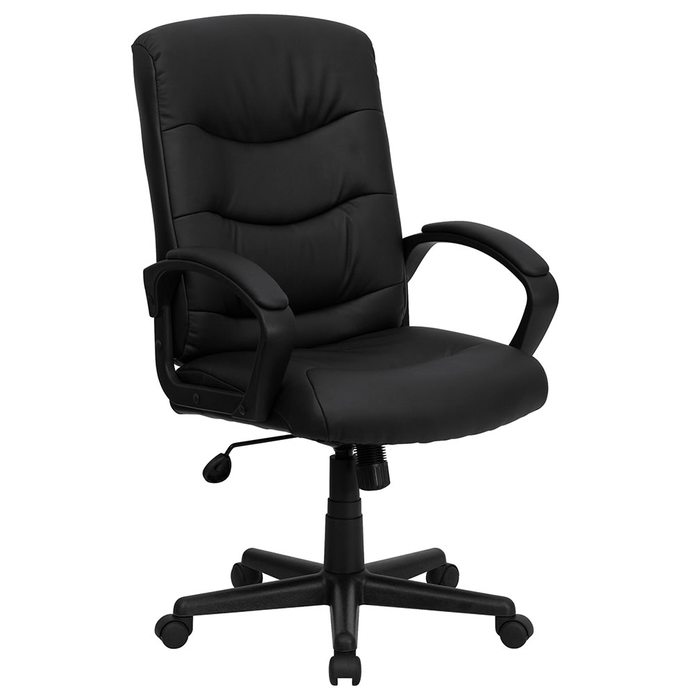 916-GO9771BKLEA Swivel Office Chair w/ Mid Back - Black LeatherSoft Upholstery