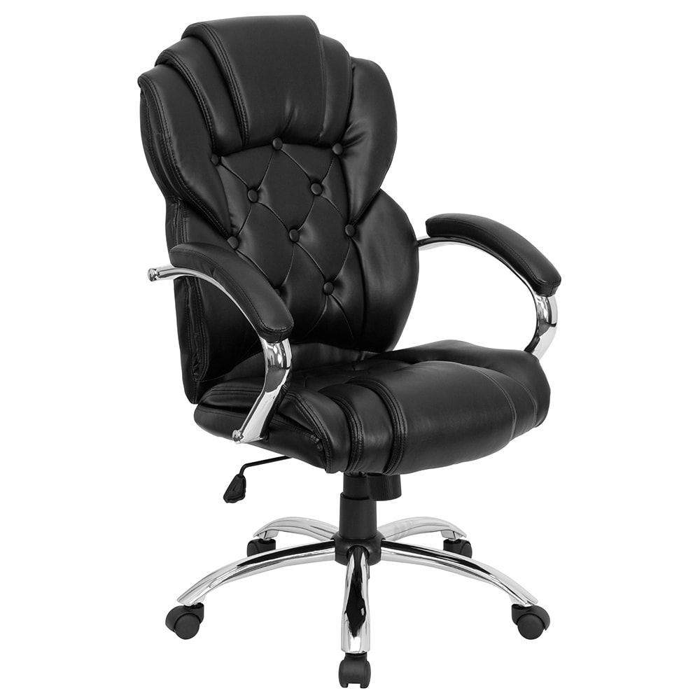 916-GO908ABK Swivel Office Chair w/ High Back - Black LeatherSoft Upholstery